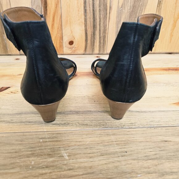 Paul Green Coco Matte Black Leather Heel Open Toe Sandal - Picture 4 of 8